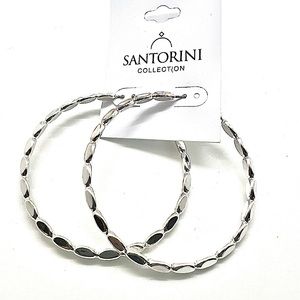 Santorini Collection silver hoop earrings.